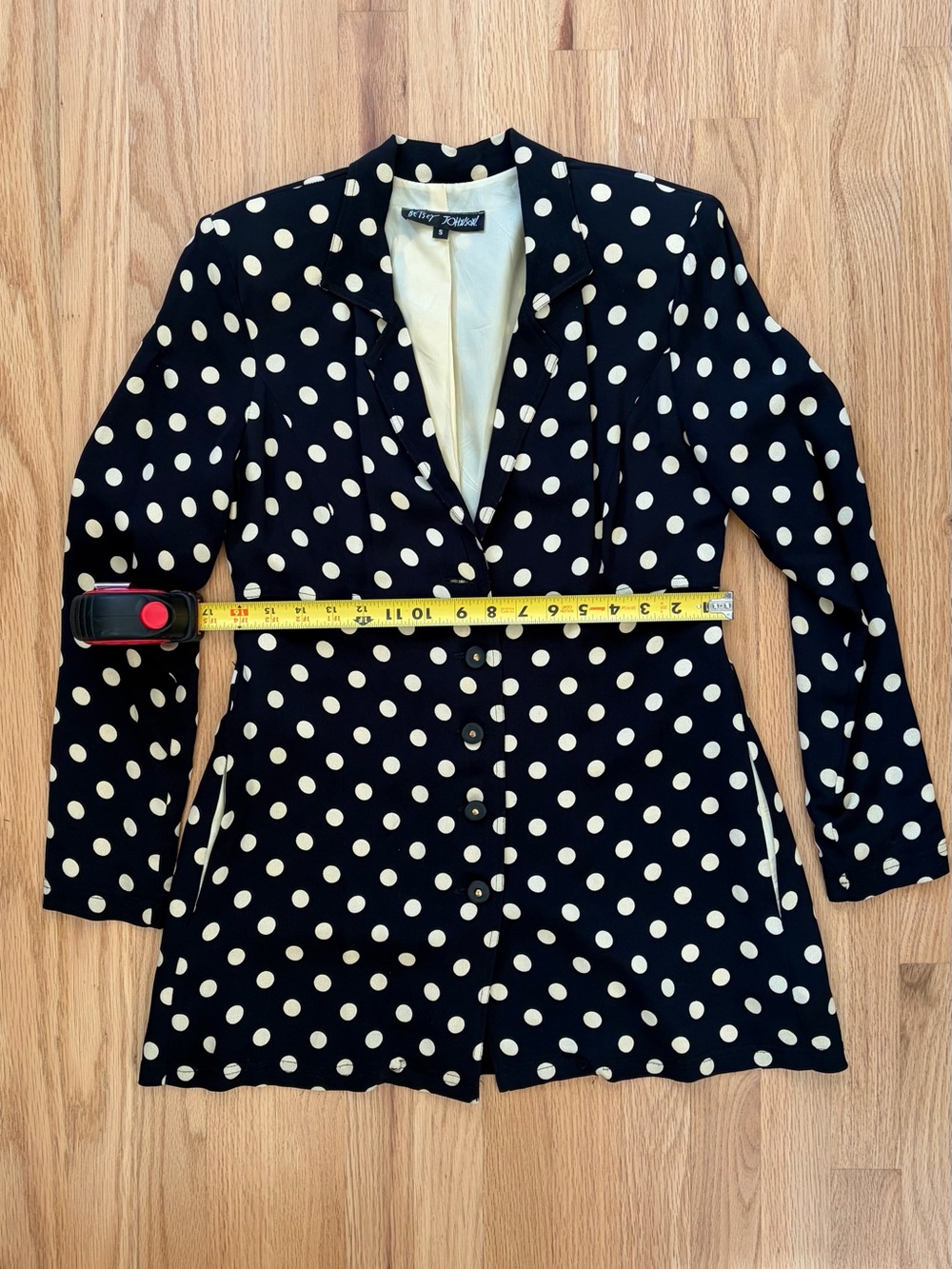 Betsey Johnson Vintage 90s Black & White Polka Dot Blazer and Dress - Picture 8 of 10